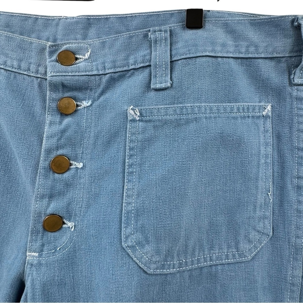 Vintage 70s Bell Bottom Jeans Lee Teens Made in USA Button Fly Flare Leg | 16/18 - Picture 7 of 12